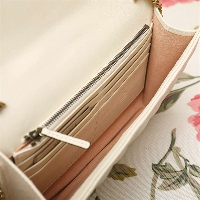 443122 Gucci鏈條包 雙G珍珠扣翻蓋 古馳斜跨女包 白色