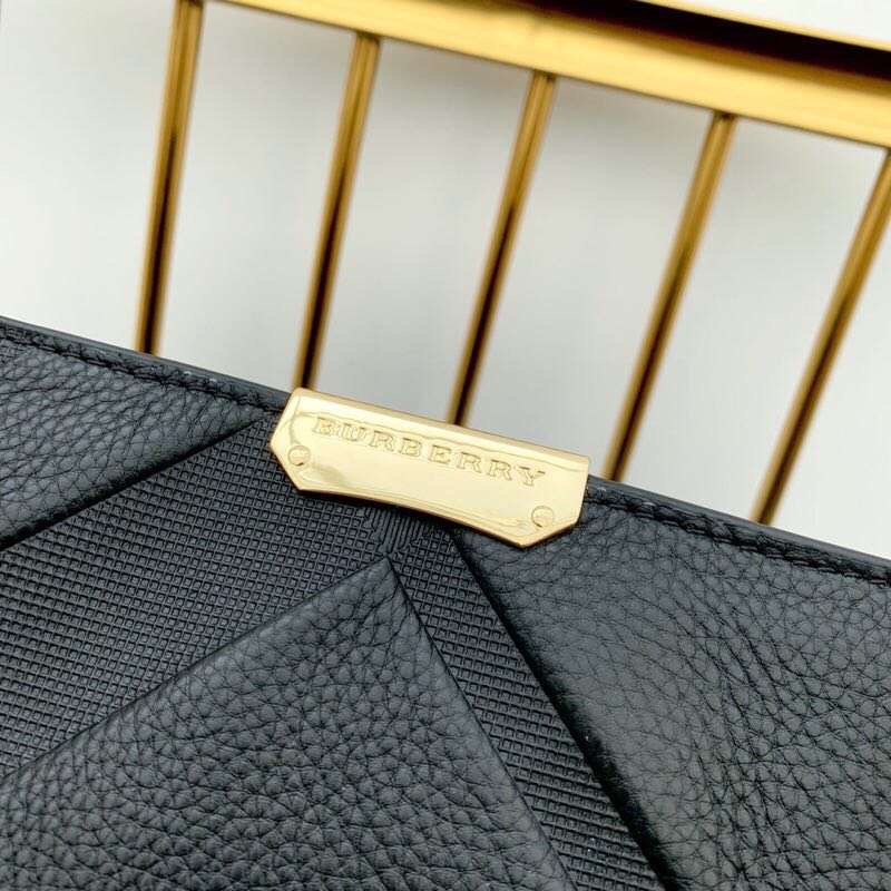 4066450 Burberry 小牛皮 壓花Brit格紋 兩用 手包斜挎包 黑色