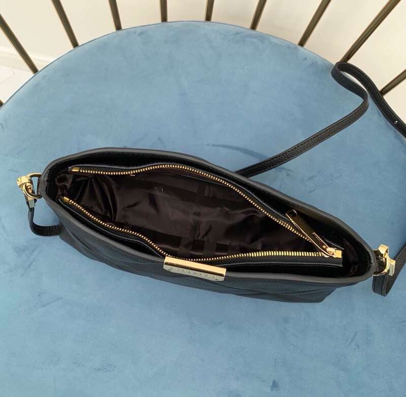 4066450 Burberry 小牛皮 壓花Brit格紋 兩用 手包斜挎包 黑色