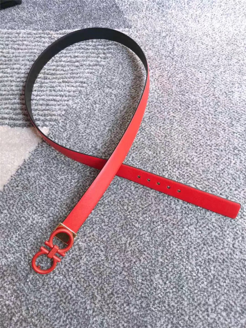 23B559 Ferragamo腰帶 Gancini標識 雙面皮色 菲拉格慕女款腰帶 紅色