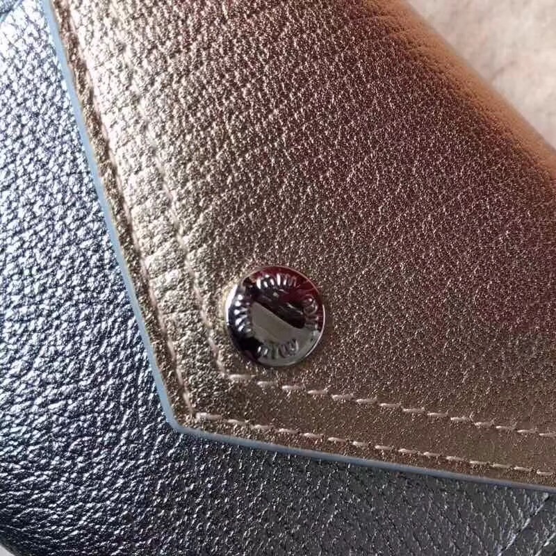 5MH014 MiuMiu錢包 繆繆拼色錢夾 進口牛皮山羊紋 三折信封短款錢包 槍色