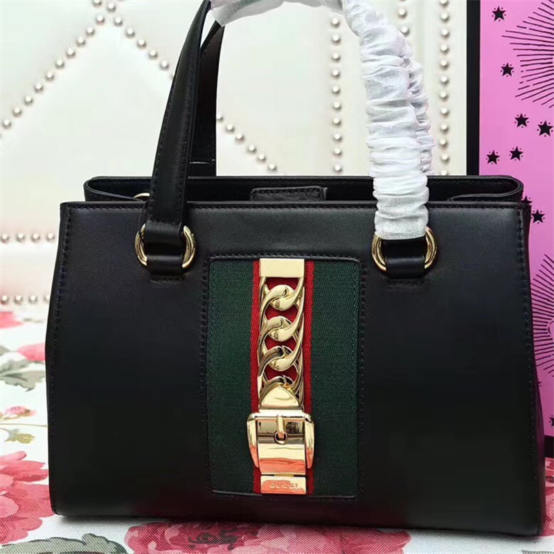 460381 Gucci女包 古馳手提包 Gucci經典包包 古馳皮革手提包 黑色