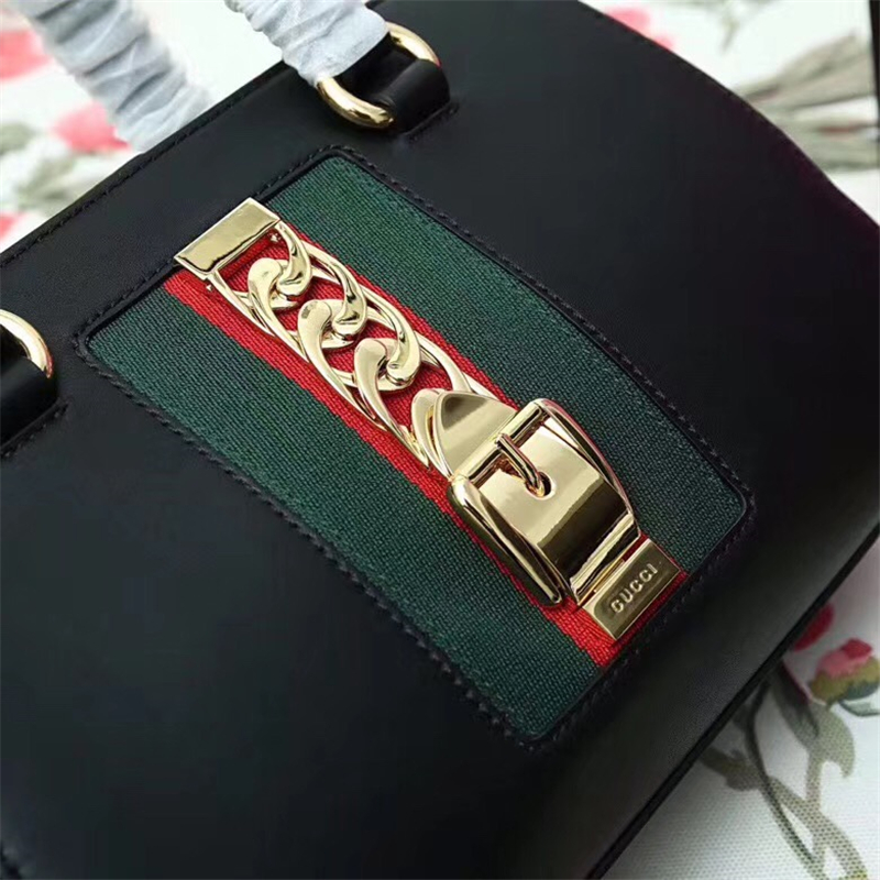 460381 Gucci女包 古馳手提包 Gucci經典包包 古馳皮革手提包 黑色