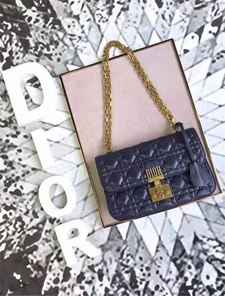 M5819 Dior Addict柳釘包 藤格紋鉚釘 翻蓋鏈條 迪奧小方包 黑色