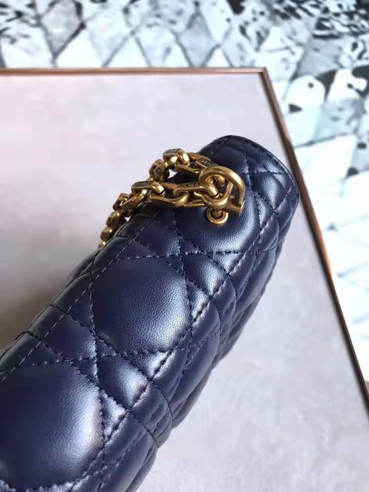 M5818 Dior Addict女包 小羊皮 藤格紋 翻蓋式 迪奧手提包 寶藍色