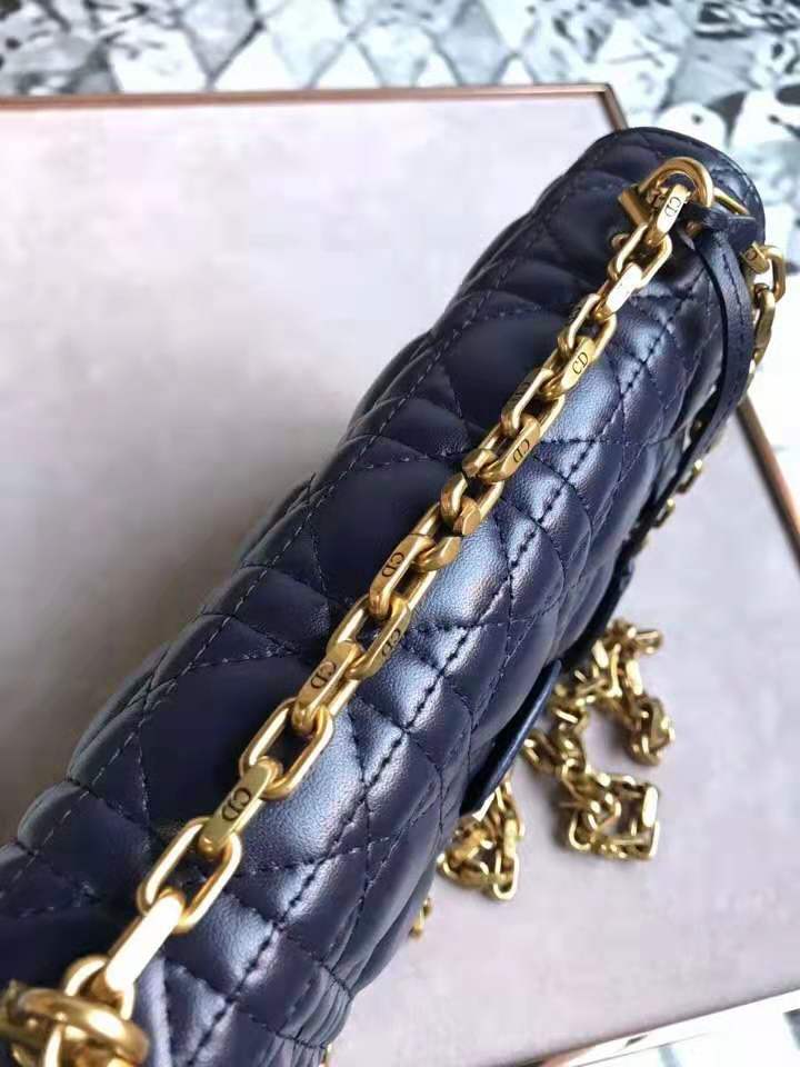 M5818 Dior Addict女包 小羊皮 藤格紋 翻蓋式 迪奧手提包 寶藍色