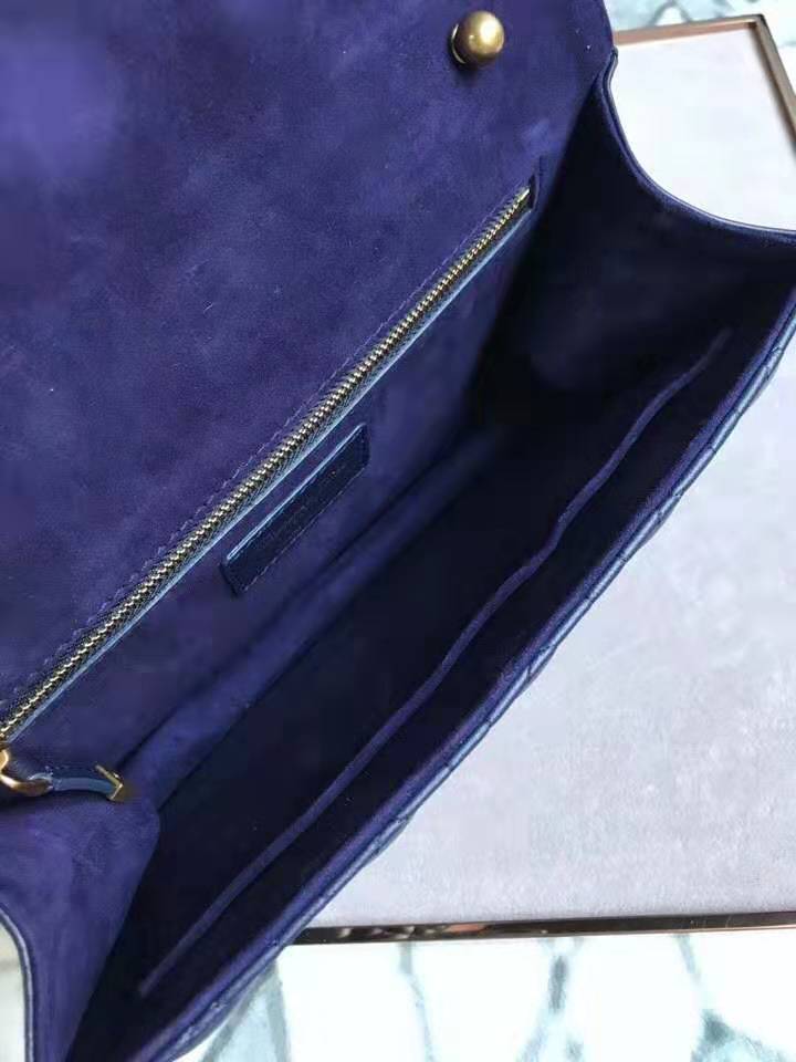 M5818 Dior Addict女包 小羊皮 藤格紋 翻蓋式 迪奧手提包 寶藍色