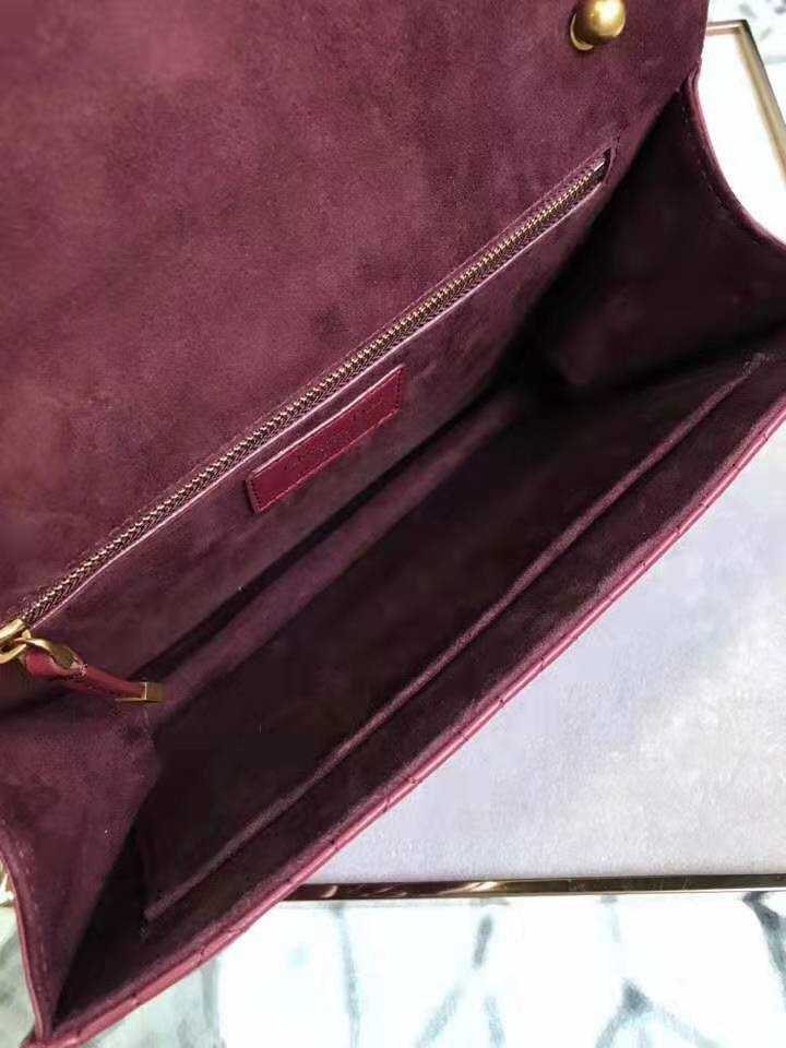 M5818 Dior Addict女包 小羊皮 藤格紋 翻蓋式 迪奧手提包 棗紅色