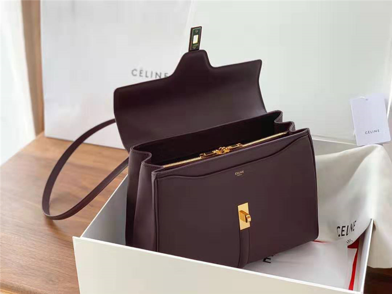 Celine包包 賽琳女負(fù) 19新款 金屬鎖扣 中號(hào)小牛皮包 Celine手提包女包