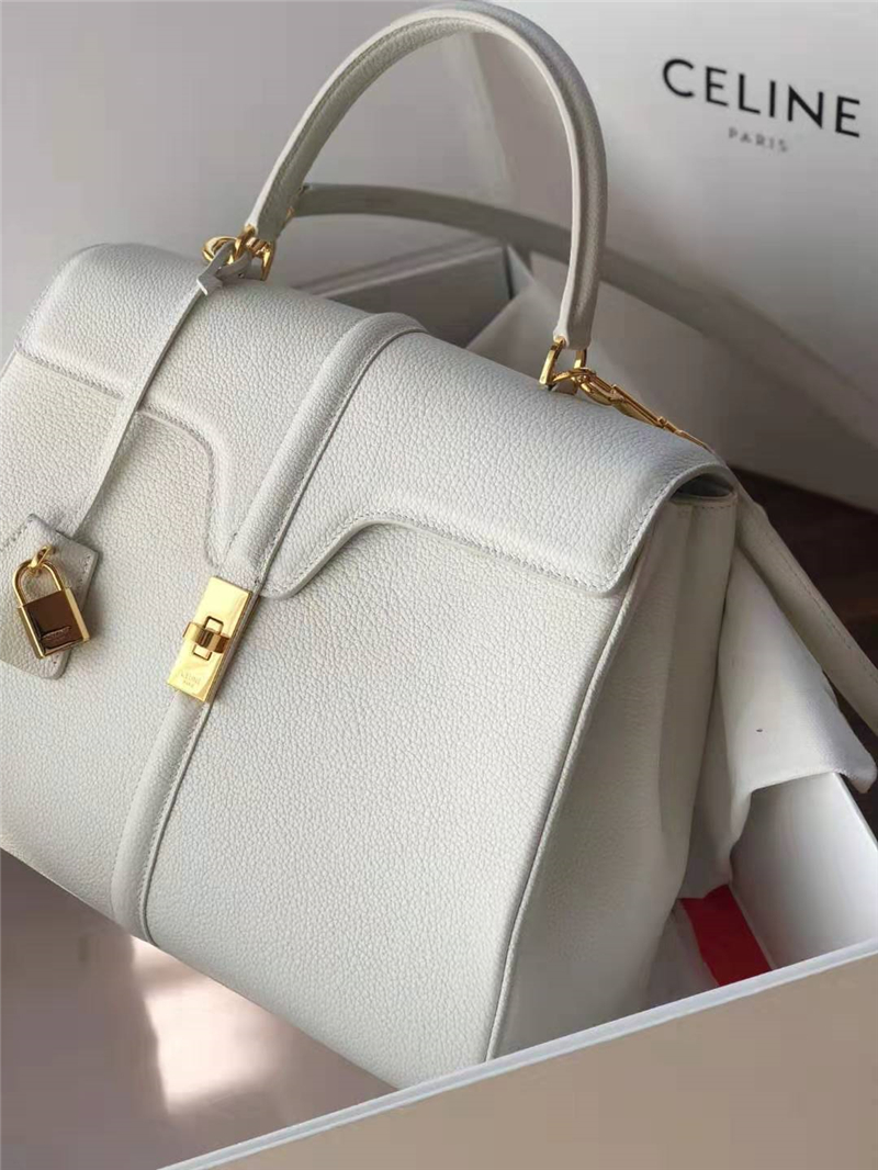 Celine包包 賽琳女負 19新款 金屬鎖扣 中號小牛皮包 Celine手提包女包