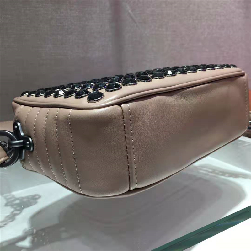 1BH103 Prada女包 普拉達(dá)女袋 小牛皮 水晶裝飾 普拉達(dá)單肩斜跨包 藕粉