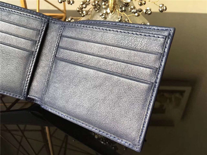 660417 Ferragamo菲格拉慕 進口牛皮 兩折 短款男款錢包 藍色