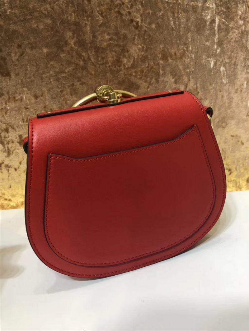 Chloe Nile IT包 進口牛皮 小號 小馬刺繡圖案 手鐲式提手 珂洛伊手袋 紅色