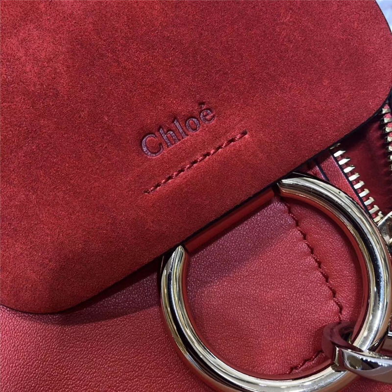 1232 Chloe Faye雙肩包 小牛皮麂皮 珂洛伊背包 Chloe迷你雙肩包 紅色