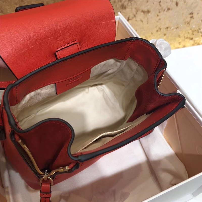 1232 Chloe Faye雙肩包 小牛皮麂皮 珂洛伊背包 Chloe迷你雙肩包 紅色