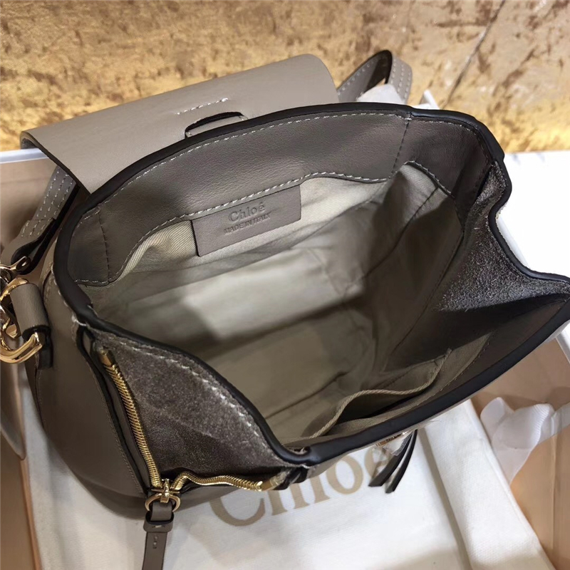 1232 Chloe Faye雙肩包 小牛皮麂皮 珂洛伊背包 Chloe迷你雙肩包 灰色