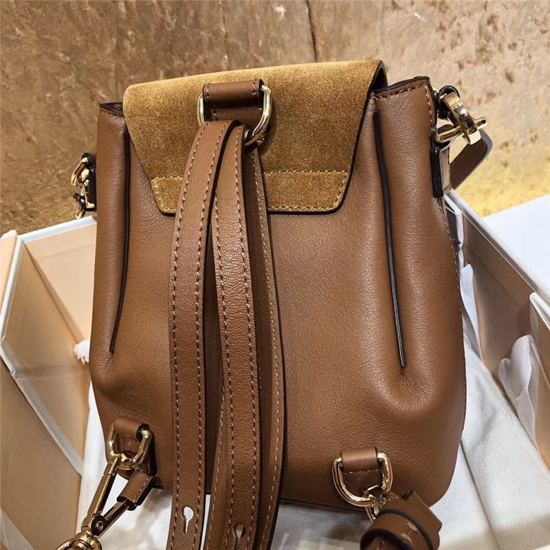 1232 Chloe Faye雙肩包 小牛皮麂皮 珂洛伊背包 Chloe迷你雙肩包 焦糖色