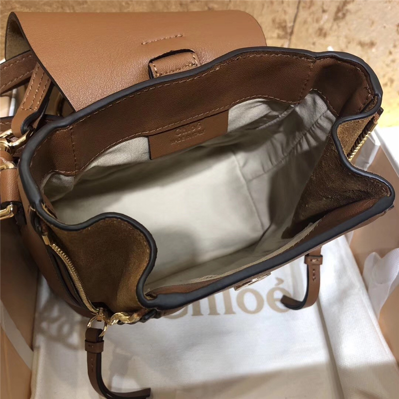 1232 Chloe Faye雙肩包 小牛皮麂皮 珂洛伊背包 Chloe迷你雙肩包 焦糖色