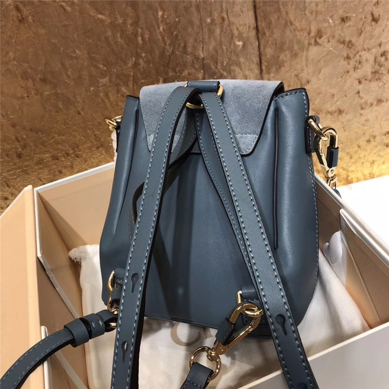 1232 Chloe Faye雙肩包 小牛皮麂皮 珂洛伊背包 Chloe迷你雙肩包 藍色