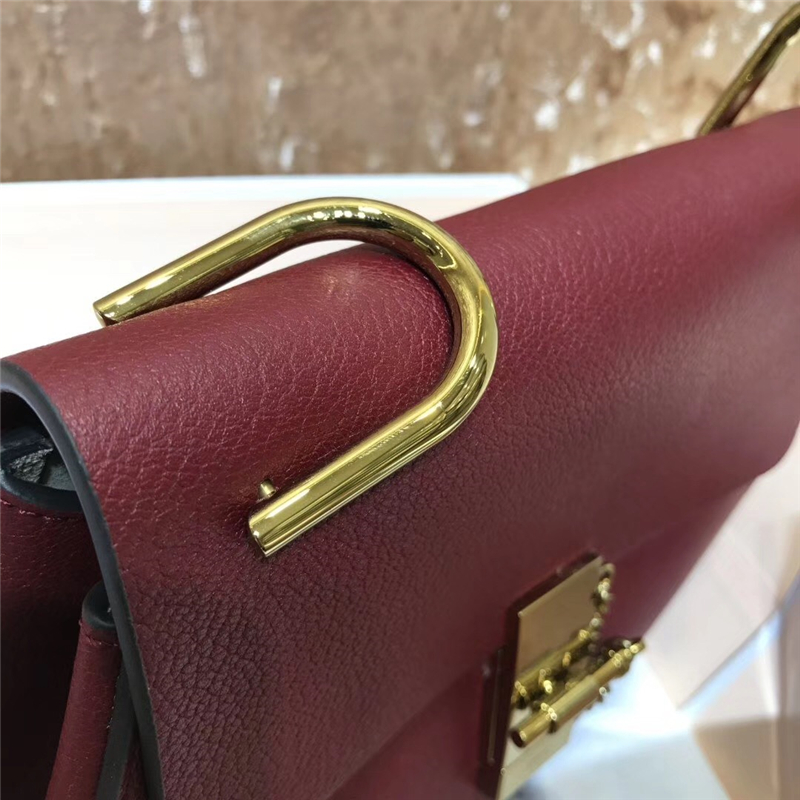 Chloe 珂洛伊 Chloe小豬包 小牛皮荔枝紋 海外原單 Chloe女包 酒紅色