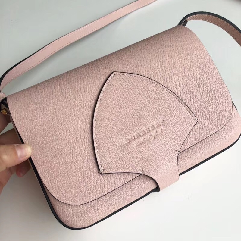 Burberry手袋 牛皮 巴寶莉女包 翻蓋騎士盾牌扣 巴寶莉小方包 粉色