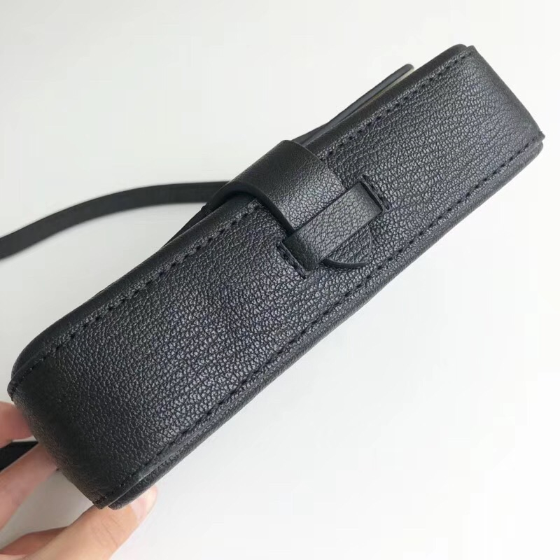 Burberry手袋 牛皮 巴寶莉女包 翻蓋騎士盾牌扣 巴寶莉小方包 黑色