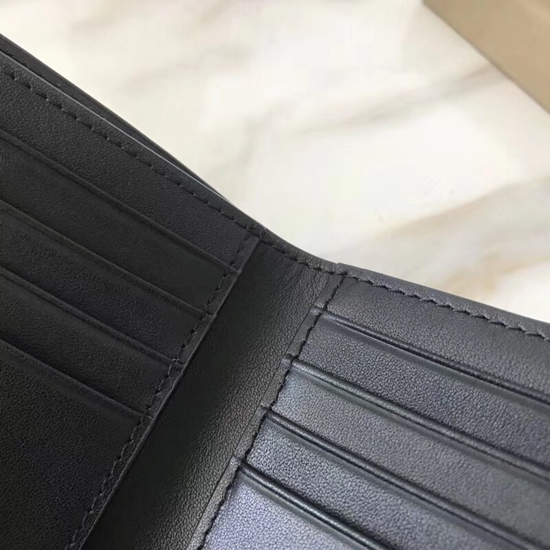 80060611 Burberry男款錢夾 London格紋拼皮革 短款 巴寶莉雙折西裝夾 啡色