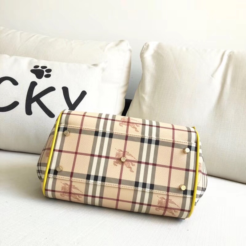 Burberry子母包 經(jīng)典戰(zhàn)馬格紋 巴寶莉托特包 手提單肩購(gòu)物袋 黃色