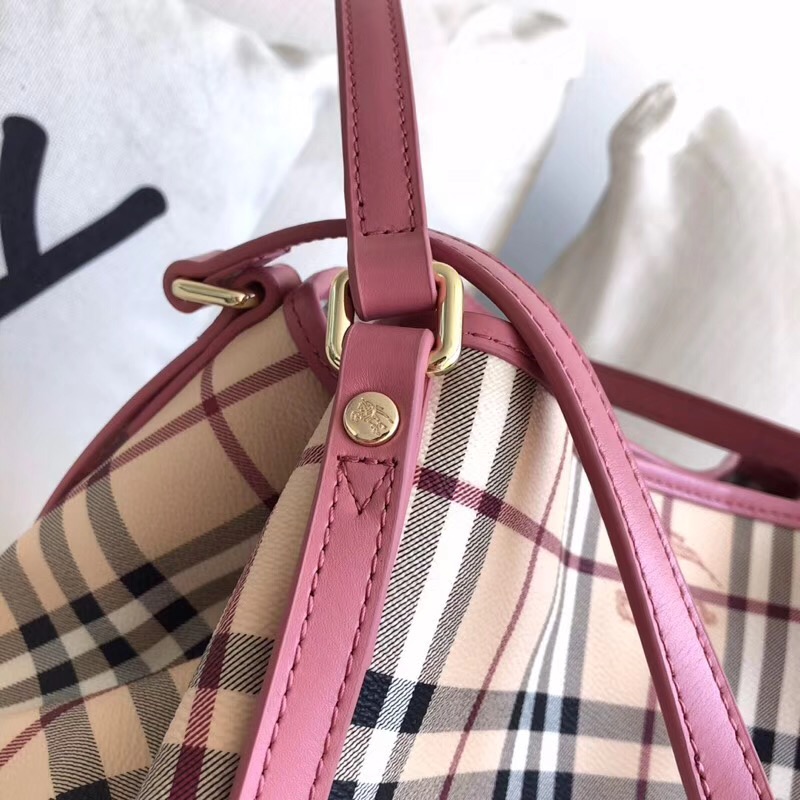Burberry子母包 經典戰馬格紋 巴寶莉托特包 手提單肩購物袋 粉色