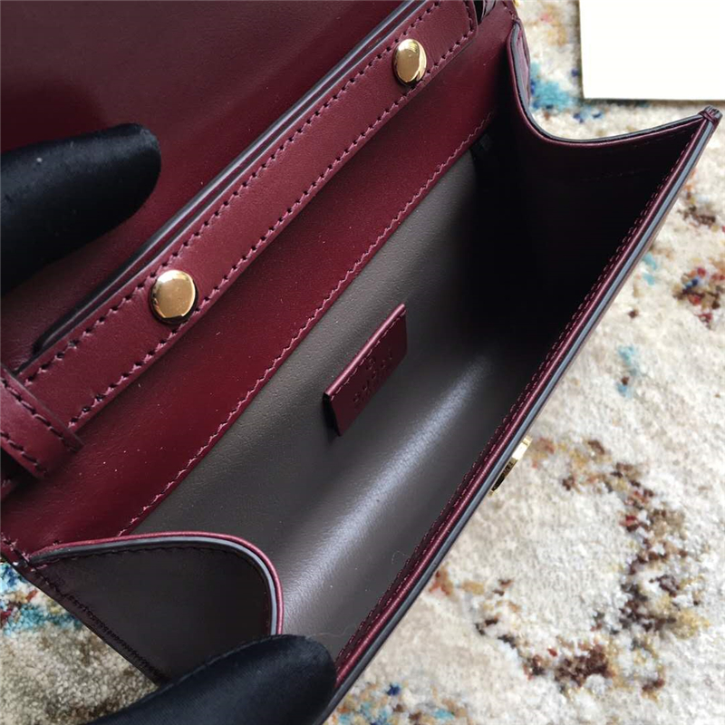 564718 Gucci女袋 Gucci Zumi系列 互扣式G馬銜扣 光面皮革 古馳迷你肩背包 深啡色