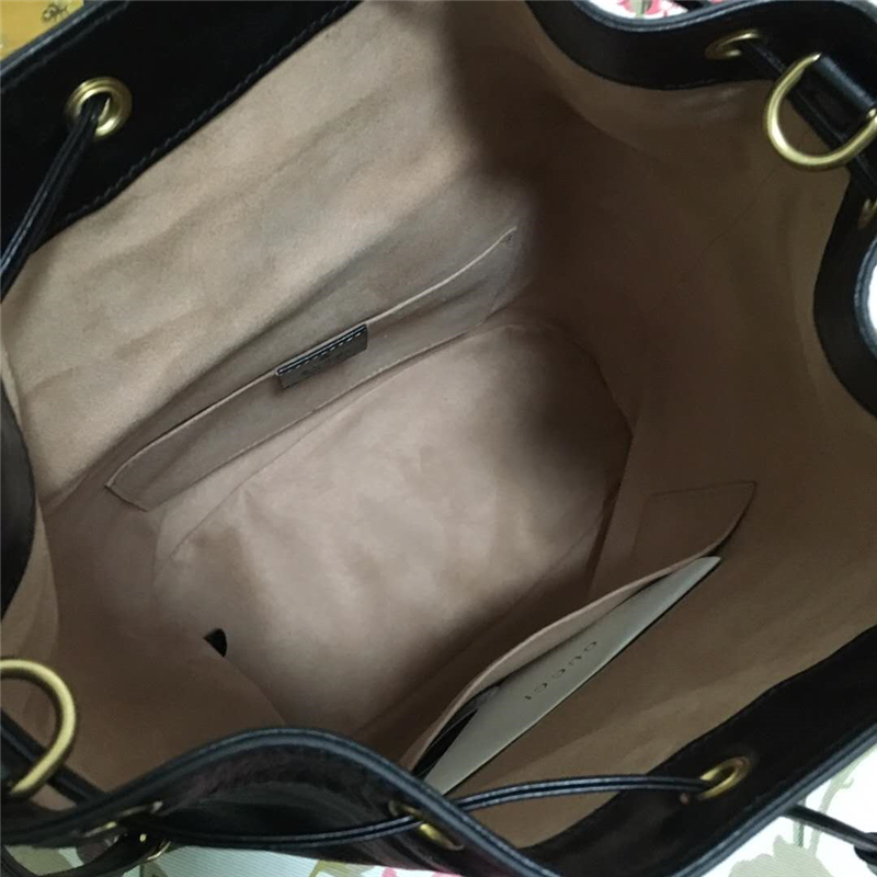 550189 Gucci Ophidia系列 牛皮復(fù)古 抽繩兩用 單雙肩斜跨 Gucci水桶包 黑色