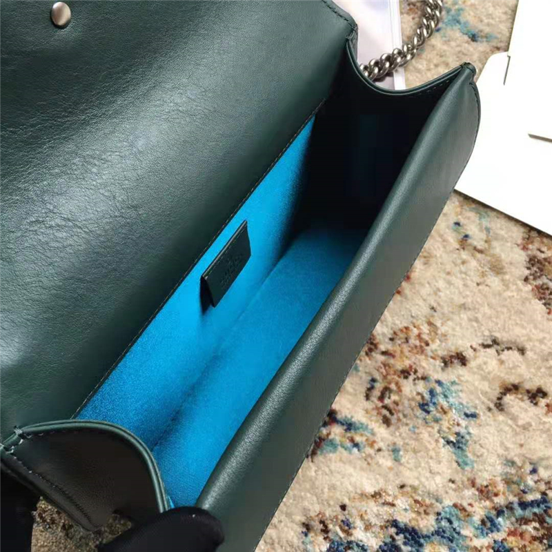 499623 Gucci女包 Dionysus系列 GG天鵝絨 水晶虎頭鎖扣 Gucci酒神包 墨綠色