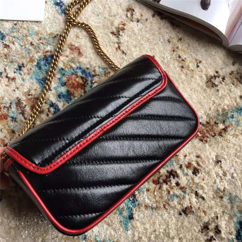 574969 Gucci手袋 GG Marmont 絎縫皮革斜紋 Gucci超迷你手袋 黑色