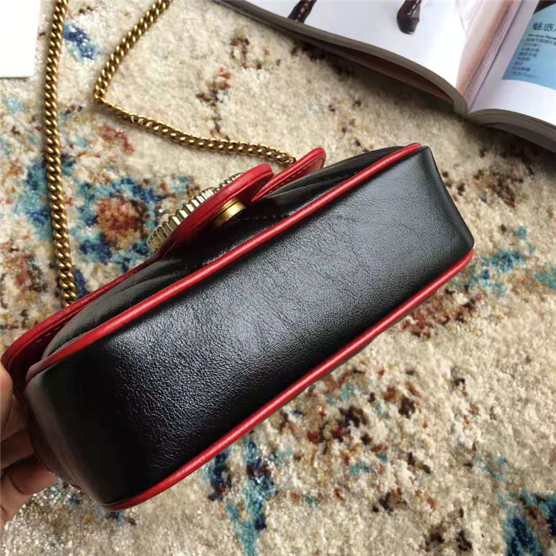 574969 Gucci手袋 GG Marmont 絎縫皮革斜紋 Gucci超迷你手袋 黑色