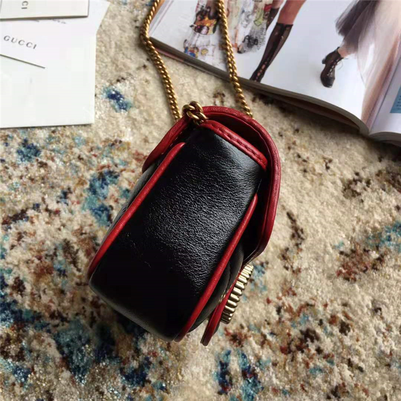 574969 Gucci手袋 GG Marmont 絎縫皮革斜紋 Gucci超迷你手袋 黑色