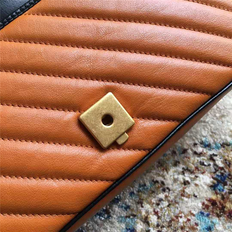 443497 Gucci手袋 GG Marmont 斜紋絎縫皮革 小號 Gucci肩背包 磚紅色