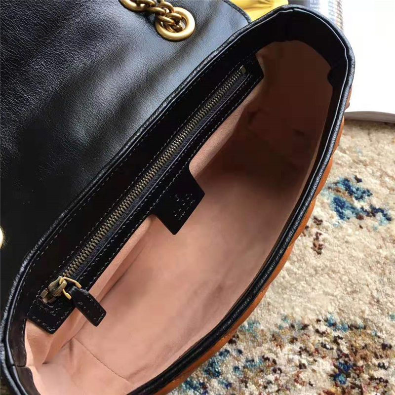 443497 Gucci手袋 GG Marmont 斜紋絎縫皮革 小號 Gucci肩背包 磚紅色