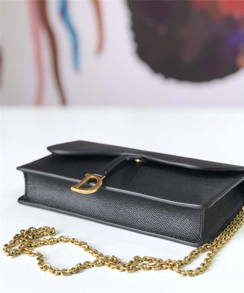 M5620 Dior Saddle系列女包 woc包型 小牛皮 迪奧鏈條包 Dior手拿包 黑色