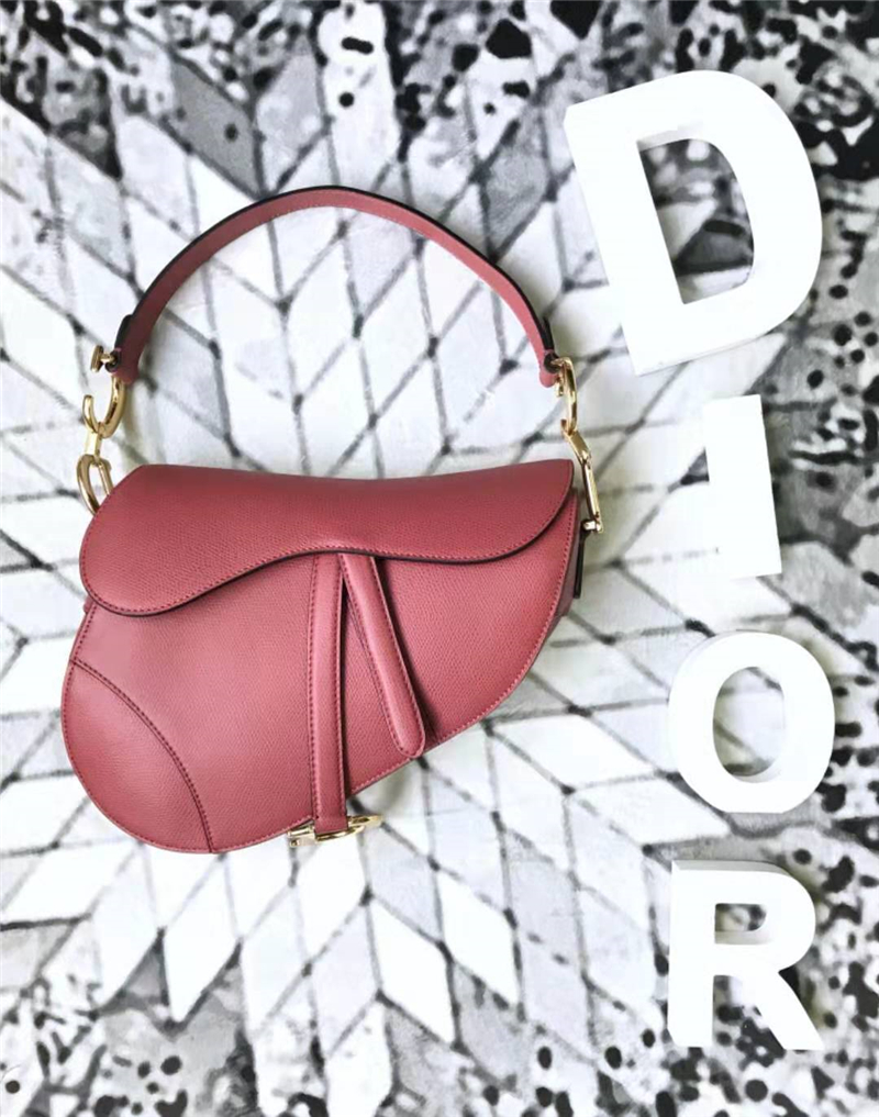 M0446 Dior Saddle小牛皮手提包 Dior馬鞍包 Dior女包 蜜桃色