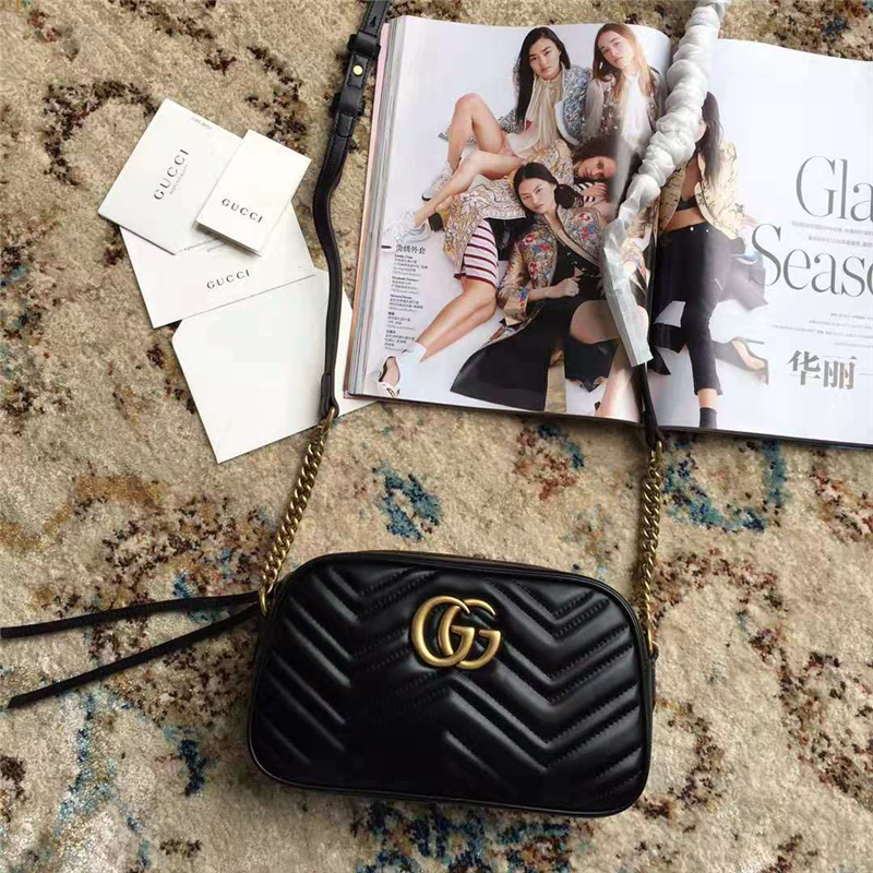 476433 Gucci 古馳女包 絎縫皮革 Gucci Nano 古馳拉鏈?zhǔn)执?黑色
