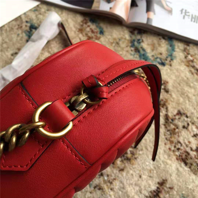 476433 Gucci 古馳女包 絎縫皮革 Gucci Nano 古馳拉鏈?zhǔn)执?紅色