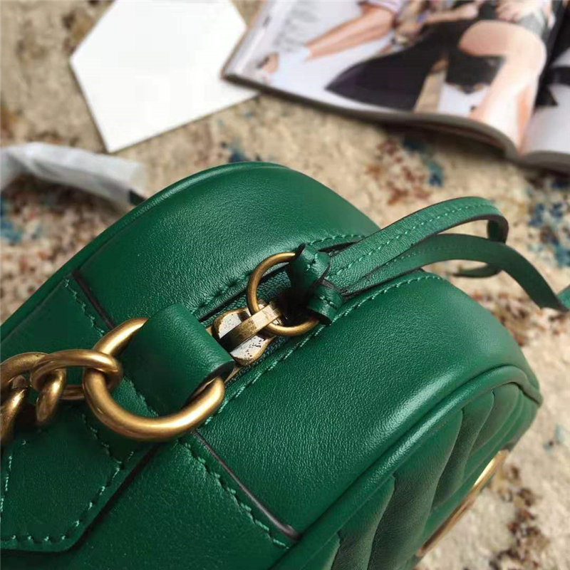 476433 Gucci 古馳女包 絎縫皮革 Gucci Nano 古馳拉鏈?zhǔn)执?綠色