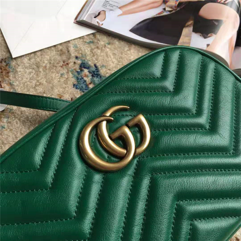 476433 Gucci 古馳女包 絎縫皮革 Gucci Nano 古馳拉鏈?zhǔn)执?綠色