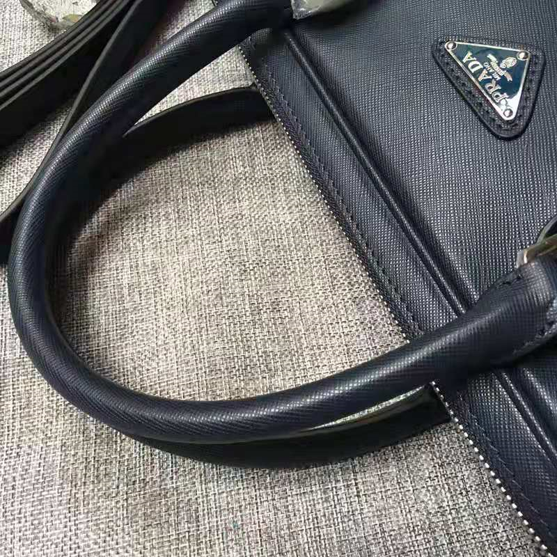 Prada男包 十字紋牛皮 超薄 男士公文包 普拉達男包 Prada手提包 藏藍色