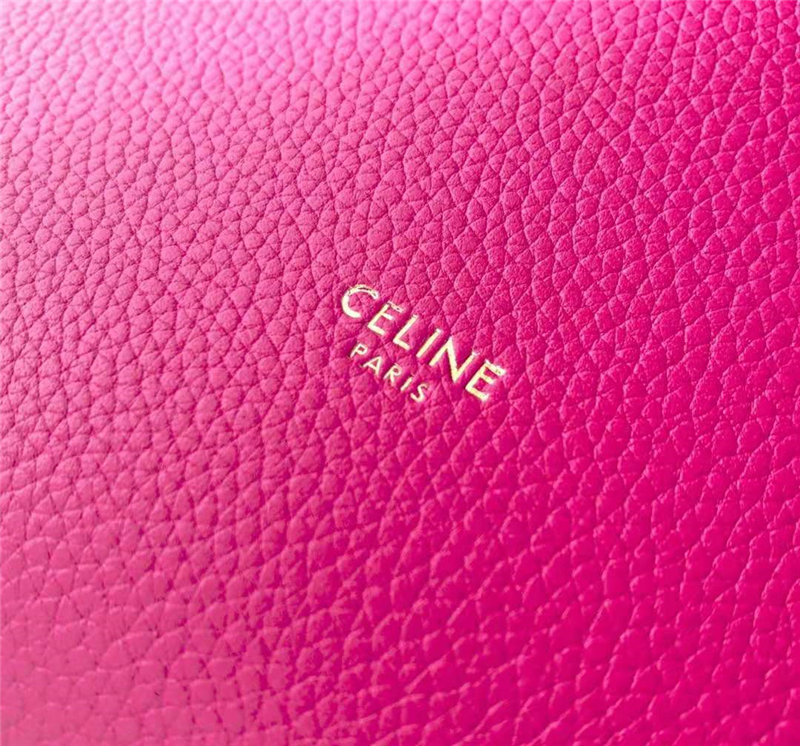189303 Celine手袋 SANGLE BUCKET 小號 粒面小牛皮 Celine水桶包 玫紅色