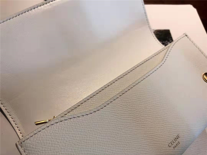 10B563 Celine錢包 壓紋粒面 小牛皮 大號 Celine翻蓋長款錢包 白色
