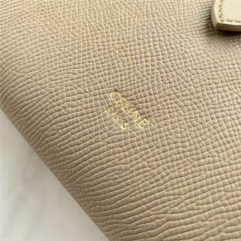 10B633 Celine賽琳 Strap 粒面小牛皮 大號錢夾 Celine錢包 卡其