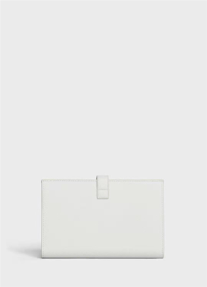 10B633 Celine賽琳 Strap 粒面小牛皮 大號錢夾 Celine錢包 白色