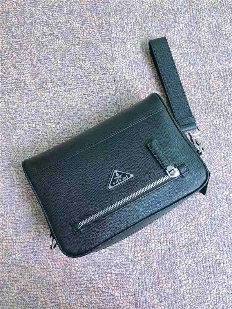 2VH063 Prada單肩包 Saffiano皮革 Prada多功能男包 黑色