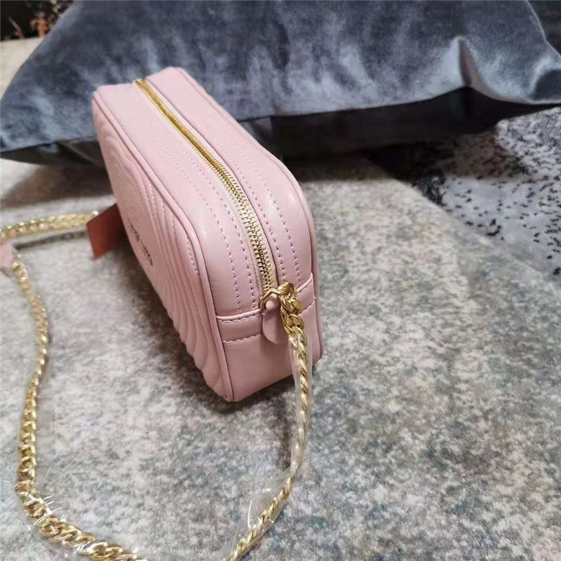 5BH118C MiuMiu繆繆 Matelasse小羊皮 心形壓紋 繆繆鏈條包 粉色